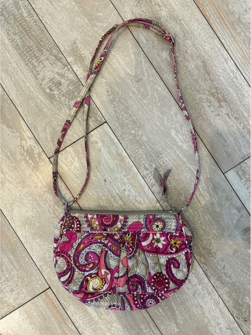 Vera Bradley Pink Paisley Quilted Crossbody Shoulder Bag Adjustable Strap